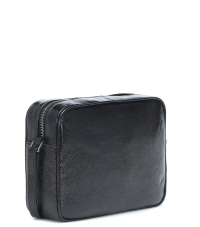 Shop Saint Laurent Medium Lou Leather Shoulder Bag In Black