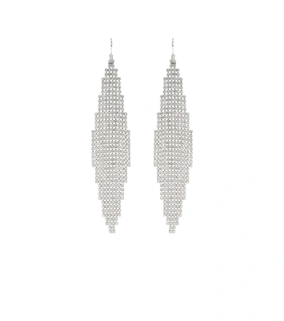 Shop Saint Laurent Crystal-embellished Earrings In Silver
