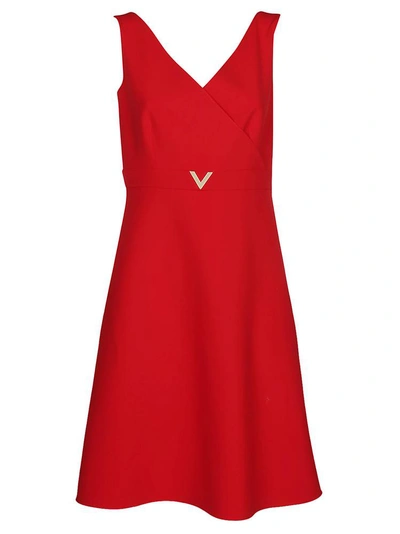 Shop Valentino V Hardware Sleeveless Dress In Red
