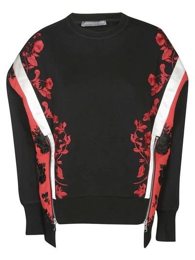 Shop Alexander Mcqueen Embroidered Floral Sweater In Black