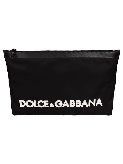 Shop Dolce & Gabbana Logo Clutch Bag In Nero Bianco