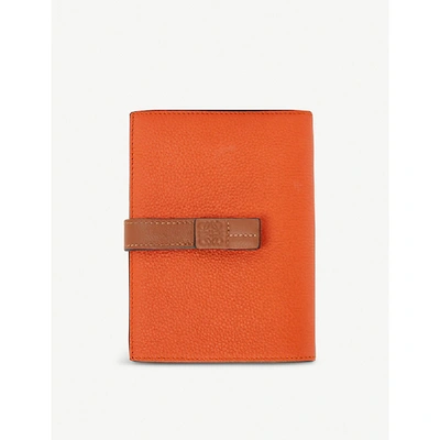 Shop Loewe Medium Vertical Grained-leather Wallet In Orange