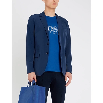 Shop Hugo Boss Logo-print Cotton-jersey T-shirt In Open Blue