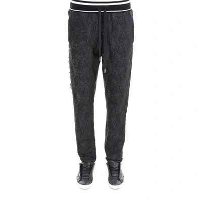 Shop Dolce & Gabbana Jacquard Jogger Logo Pants In Black