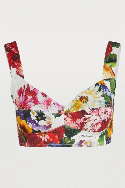 Shop Dolce & Gabbana Printed Top In Fiori Fdo Bco