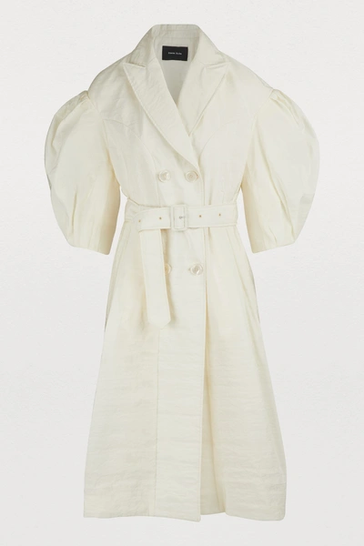 Shop Simone Rocha Double Breasted Trench Coat In Ivory