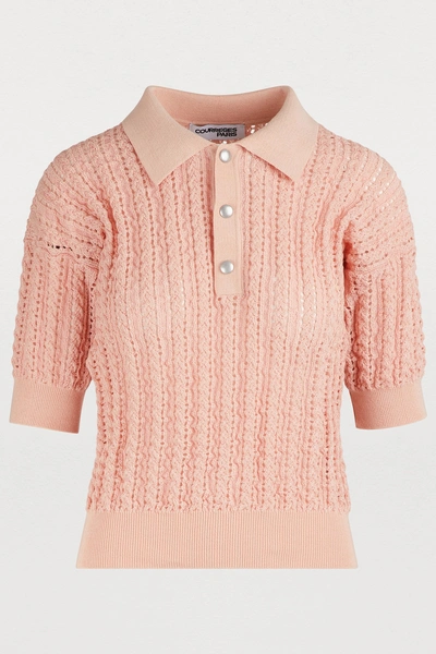 Shop Courrèges Textured Polo Shirt In Baby Pink