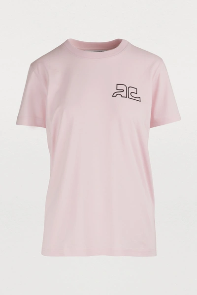Shop Courrèges Logo T-shirt In Baby Pink