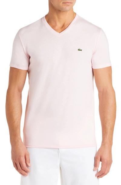 Shop Lacoste V-neck T-shirt In Flamingo
