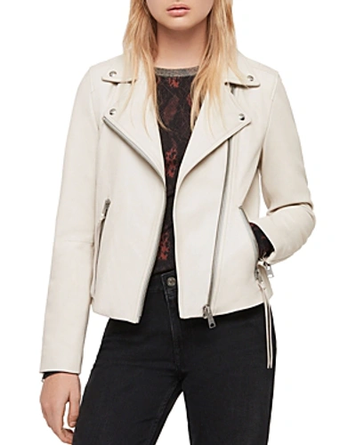 Shop Allsaints Dalby Leather Biker Jacket In Aries White