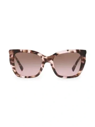 Shop Valentino 53mm Rockstud Square Cat Eye Sunglasses In Pink Havana