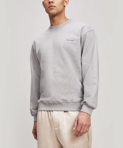 Shop Balenciaga Logo Crew-neck Sweatshirt In Grey