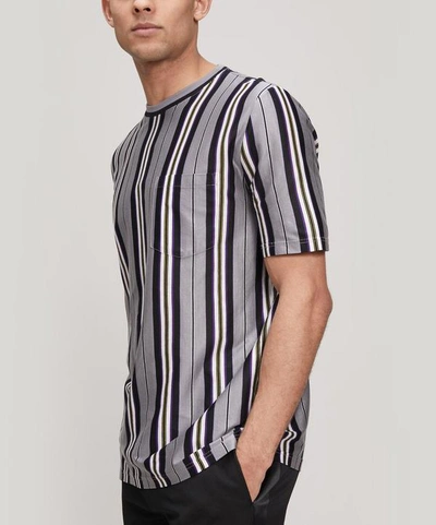 Shop Lanvin Striped Cotton T-shirt In Grey White