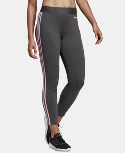 Adidas Originals Adidas Essential 3-stripe Leggings In Dark Grey  Heather/pink | ModeSens