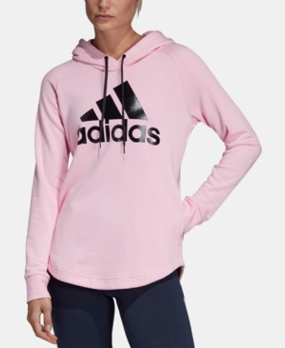 Shop Adidas Originals Adidas Must Have French Terry Logo Hoodie In True Pink