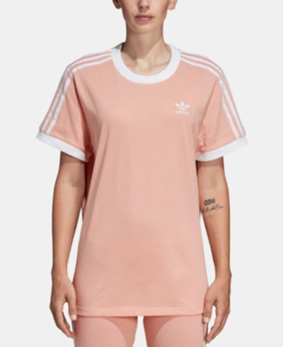 Shop Adidas Originals Adicolor Cotton Three-stripes T-shirt In Dust Pink