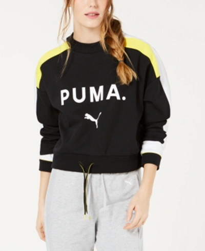 Shop Puma Chase Cropped Sweatshirt In  Black