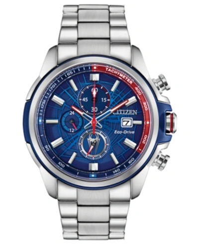 Shop Citizen Marvel By  Spider-man Chronograph Bracelet Watch 44mm In Silver-tone
