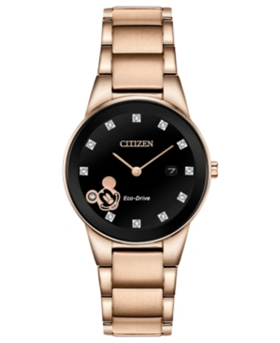 Citizen Disney By  Mickey Mouse Diamond-accent Rose Gold-tone Bracelet Watch 29.5mm In Rose Gold-tone