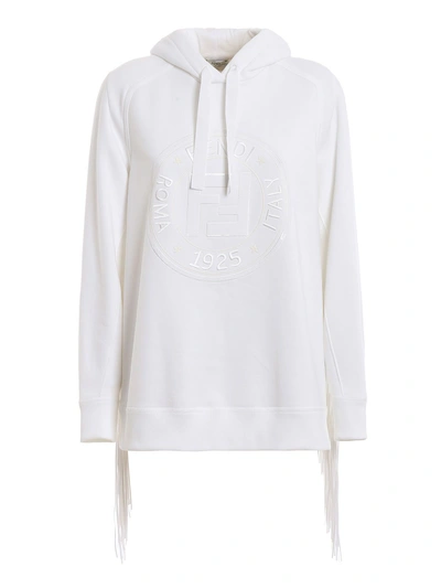 Shop Fendi Logo Patch Hoodie In Znm White