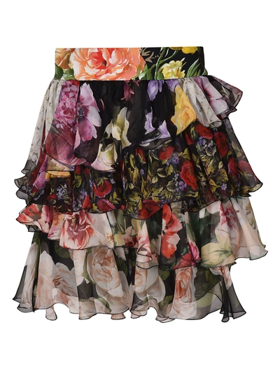 Shop Dolce & Gabbana Floral Mini Skirt In Basic