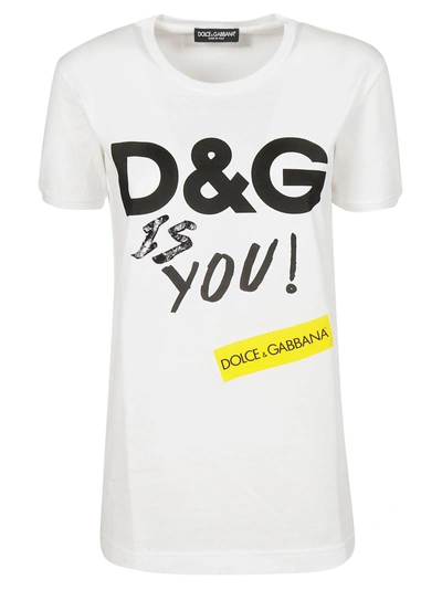 Dolce & Gabbana Printed Cotton T-shirt In White