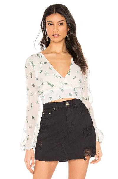 Shop Superdown Cheyenne Crop Top In White Cactus