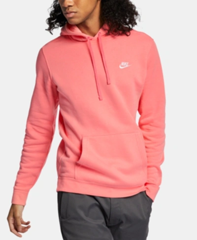 Shop Nike Men's Pullover Fleece Hoodie In Pink Gaze