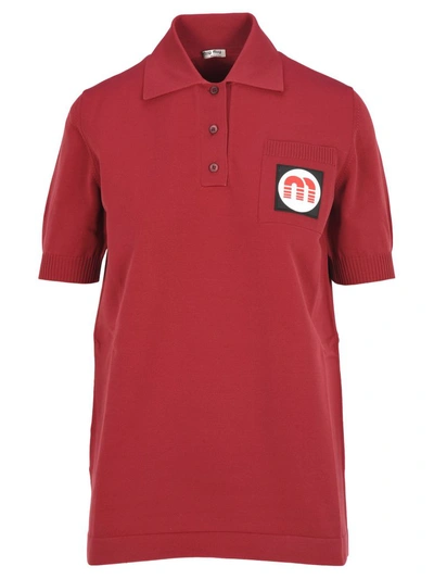 Shop Miu Miu Nylon Polo Shirt In Amaranth