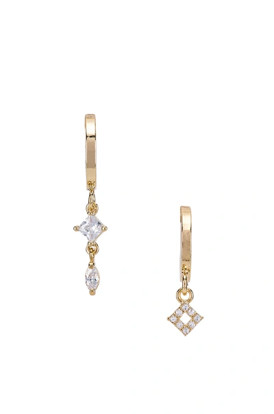 Shop Natalie B Jewelry Starlight Mismatched Mini Hoops In Gold