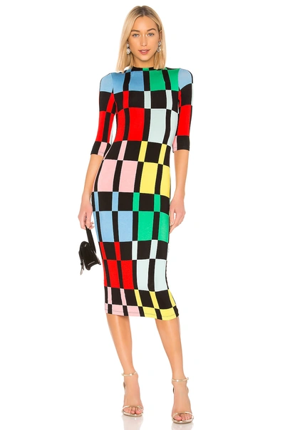 Shop Alice And Olivia Delora Mock Neck Dress In Color Block
