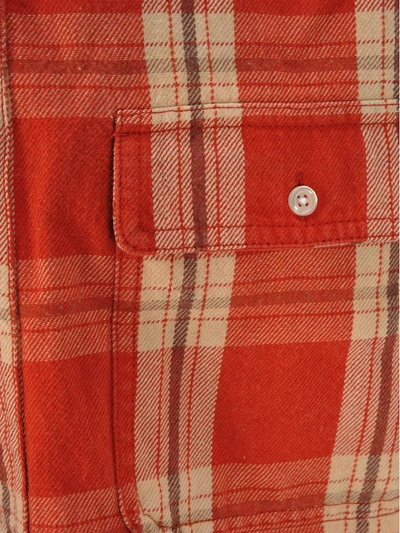 Shop R13 Frayed Sleeve Shirt In Red Plaid
