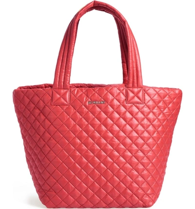Shop Mz Wallace Medium Metro Quilted Nylon Tote In Poppy