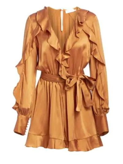 Shop Zimmermann Silk Wrap Playsuit In Gold