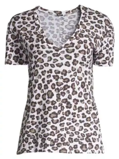 Shop Monrow Leopard V-neck Tee In Natural