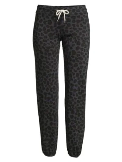 Shop Monrow Leopard Vintage Sweatpants In Vintage Black