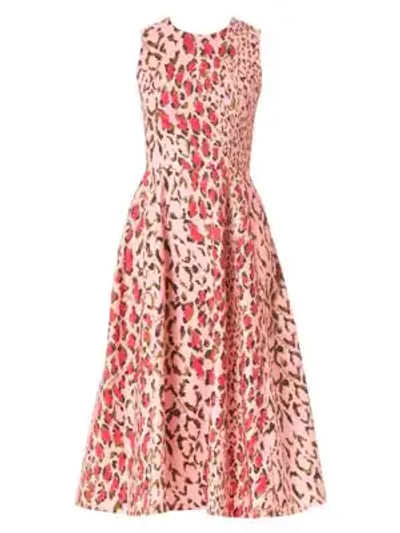 Shop Carolina Herrera Sleeveless Leopard A-line Dress In Pink