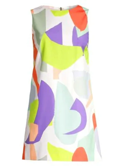 Shop Alice And Olivia Clyde Colorblock Graphic Shift Dress In Geo Collage Cream Multi