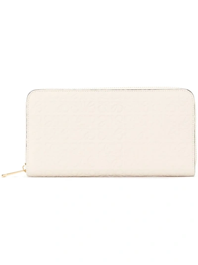 Shop Loewe Logo Embossed Wallet In White
