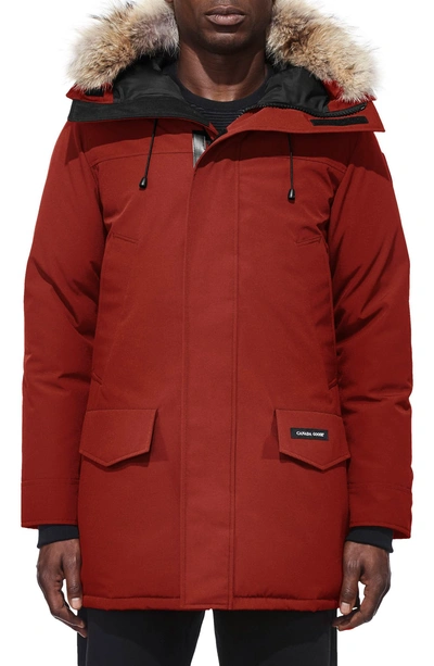 Shop Canada Goose Langford Slim Fit Down Parka With Genuine Coyote Fur Trim In Red Jasper