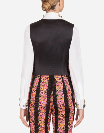 Shop Dolce & Gabbana Floral Embroidered Vest In Multi-colored