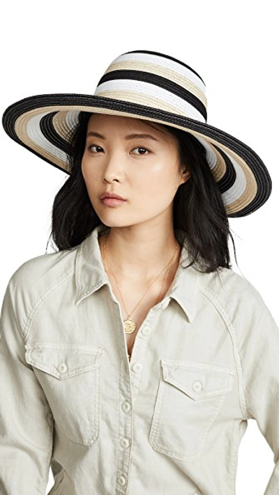 Shop Kate Spade Stripe Sunhat In Black