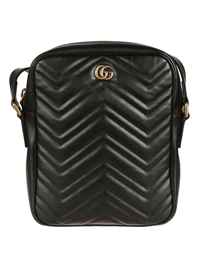 Shop Gucci Logo Plaque Shoulder Bag In Black