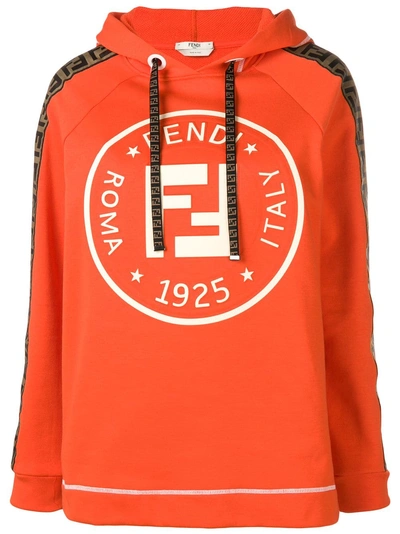 Shop Fendi Logo Hoodie - Orange