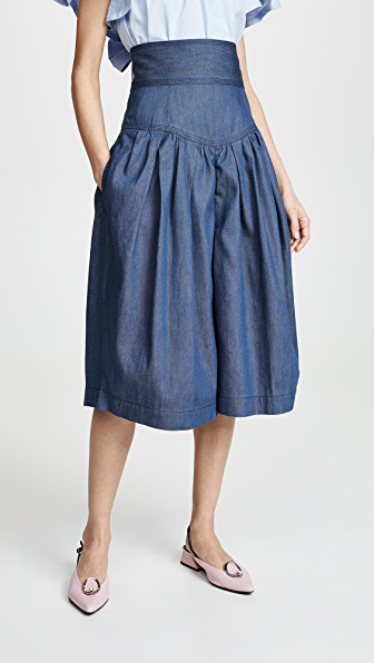 denim culotte shorts