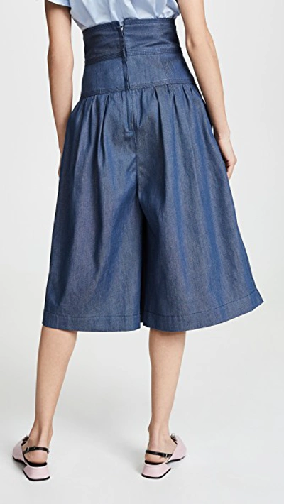Shop Marc Jacobs High Waist Culotte Shorts In Blue