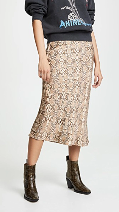 Shop Anine Bing Bar Silk Skirt In Python