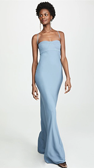 Shop Michelle Mason Bustier Gown In Slate