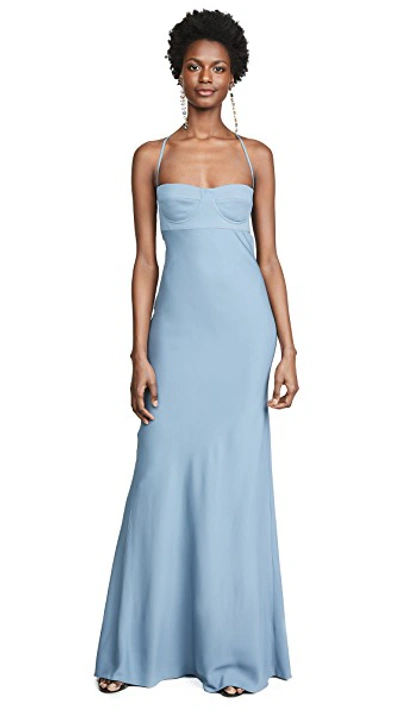 Shop Michelle Mason Bustier Gown In Slate