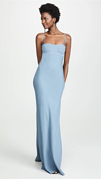 Shop Michelle Mason Bustier Gown In Slate